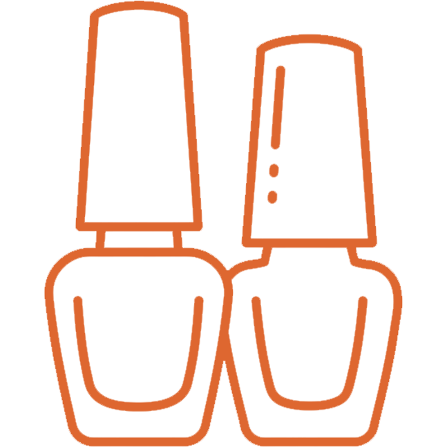 Icono de dos frascos de esmalte de uñas de gel.